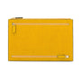 Leather travel document and currency case, yellow, front