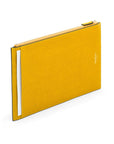 Leather travel document and currency case, yellow, back