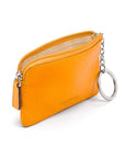 Small leather zip coin purse, yellow, back