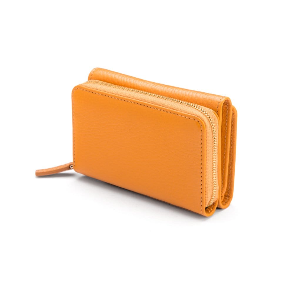 RFID blocking leather tri-fold purse, yellow, coin purse