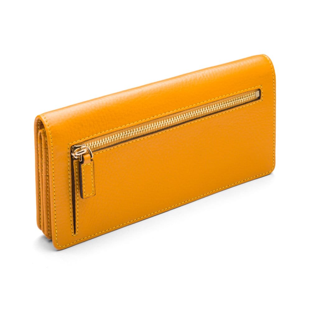 Tall leather Trinity purse, yellow, back