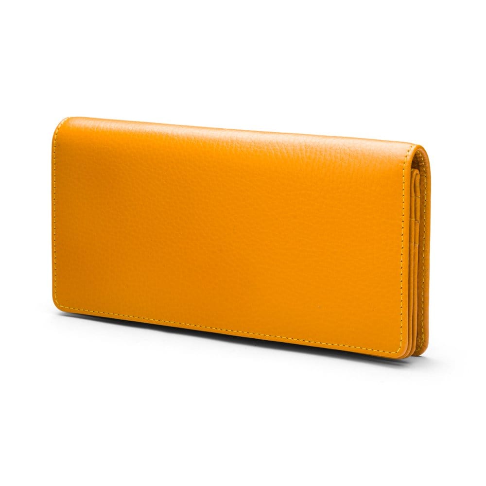 Tall leather Trinity purse, yellow, front